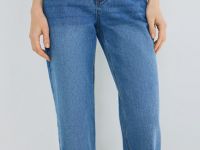 Прямые джинсы с высокой посадкой, Синий