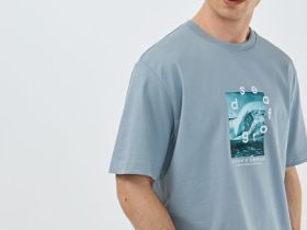 Футболка с морским принтом, Голубой