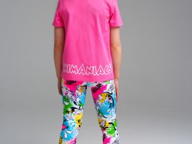 Комплект трикотажный для девочек: фуфайка (футболка), брюки (легинсы)