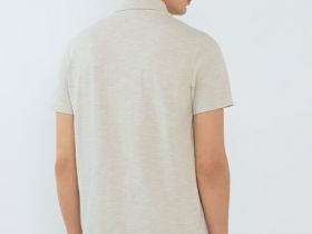 Поло из текстурированной ткани, Бежевый