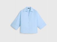 Рубашка в полоску с рукавом 3/4, Голубой