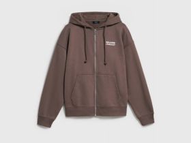 Толстовка на молнии с вышивкой, Коричневый