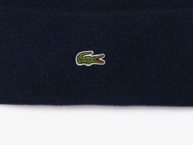 Шерстяная шапка Lacoste унисекс в рубчик