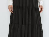Юбка макси из шифона, Черный