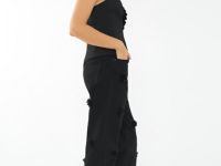 Джинсы с декором в виде цветов, Черный