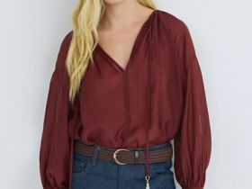 Блузка из тенселя с завязками, Оранжевый