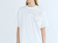 Футболка с цветочной аппликацией, Белый