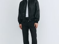 Бомбер из искусственной кожи, Черный