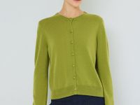 Укороченный кардиган на пуговицах с кашемиром, Зеленый