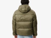 Мужской короткий влагоотталкивающий и ветроустойчивый пуховик Lacoste с капюшоном