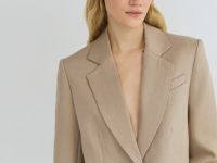 Однобортный жакет, Бежевый