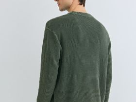 Текстурный джемпер с эффектом стирки, Зеленый