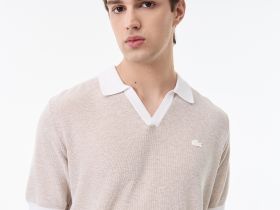 Мужское трикотажное поло Lacoste из смеси органического хлопка и льна