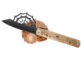 Складной нож Nagao Higonokami Aranea - Spider, 100мм, сталь Aogami Black, рукоять латунь