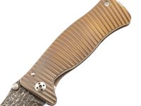 Нож складной LionSteel SR1DI G, сталь дамаск, рукоять титан