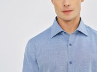 Рубашка из структурной ткани, Синий