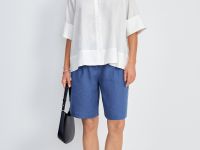 Блузка А-силуэта изо льна и вискозы