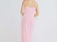Платье макси на тонких бретелях, Розовый