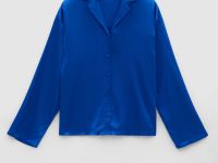 Блузка с v-образным вырезом свободного силуэта