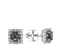 Пусеты из белого золота с сапфирами и бриллиантами э4737пс06220418