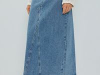 Джинсовая юбка макси с эффектом деграде, Синий