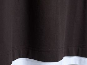 Футболка из плотного хлопка с контрастными деталями, Коричневый