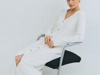 Вязаное облегающее платье, Бежевый