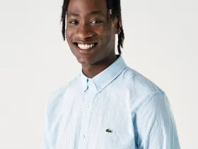 Мужская рубашка Lacoste приталенного кроя из смеси хлопка и льна