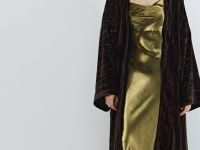 Бархатное кимоно с поясом, Коричневый