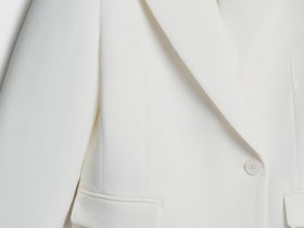 Приталенный двубортный жакет, Белый