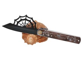 Складной нож Nagao Higonokami Aranea - Spider, 100мм, сталь Aogami, рукоять металл, черный