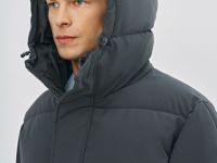 Утеплённая куртка с капюшоном и накладными карманами, Серый