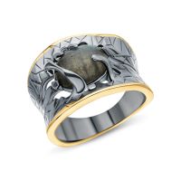 Серебряное кольцо с лабрадоритами