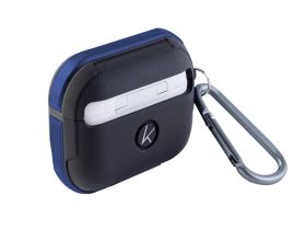 Чехол K-Doo Protective Case для AirPods 3 силиконовый с карабином (черный/синий бампер)