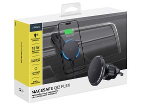 Автомобильный держатель Deppa (55212) MageSafe QI2 Flex для смартфона в воздуховод 15W (черный)