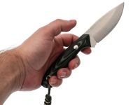 Нож Пиранья, сталь N690, рукоять G-10 черно-зеленая с паракордом