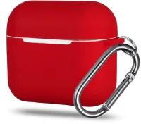 Чехол Protective Case для AirPods 4 силиконовый с карабином (красный)