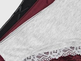 Трусы-бразилиана с кружевом, 3 шт., Фиолетовый