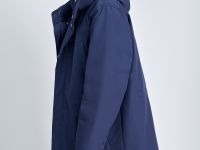 Пуховое пальто с капюшоном и отложным воротником