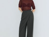 Широкие брюки с асимметричной деталью, Серый