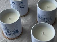 Свеча в керамическом стакане с авторским рисунком "Панелька", аромат Море