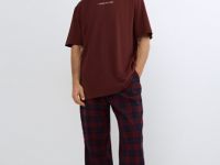 Пижамная футболка с текстовым принтом, Красный