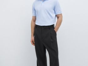 Поло из ткани пике, Голубой