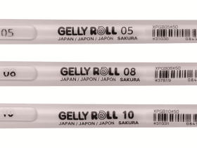 Набор ручек гелевый Sakura "Gelly Roll" 3 шт. 0,3 мм, 0,4 мм, 0,5 мм, цвет белый