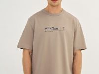 Футболка с текстовым принтом, Бежевый