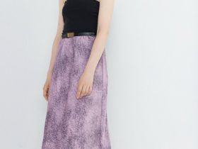 Атласная юбка из жатой ткани, Розовый