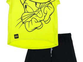 Комплект трикотажный для девочек: фуфайка (футболка), шорты