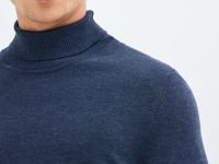 Базовый вязаный джемпер с воротником, Синий