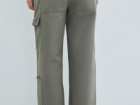 Хлопковые брюки карго с накладными карманами, Зеленый