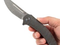 Складной нож Kansept Hira, сталь дамаск, рукоять титан